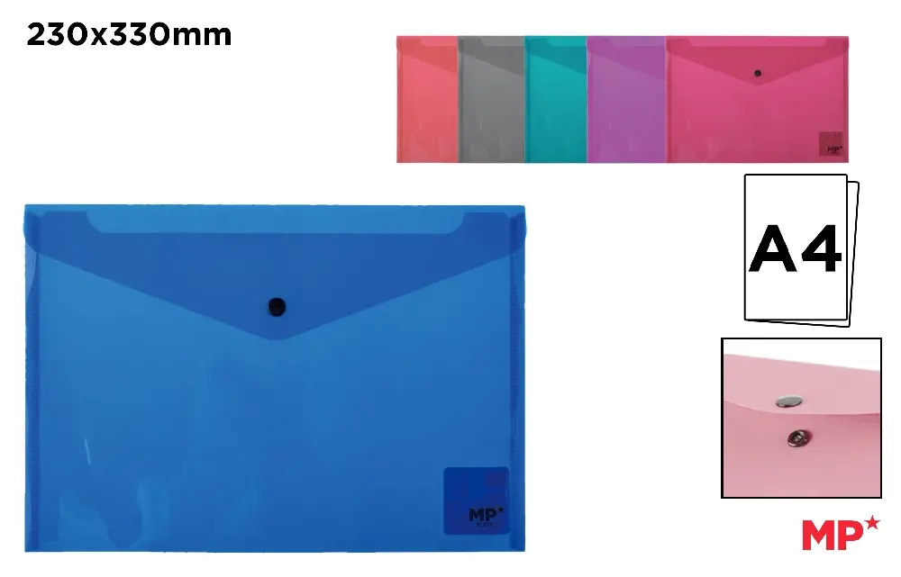 POLYPROPYLENE ENVELOPE FOLDER WITH BUTTO