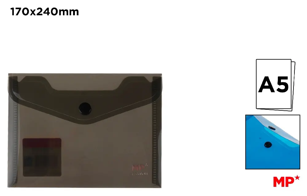 POLYPROPYLENE ENVELOPE FOLDER WITH BUTTO