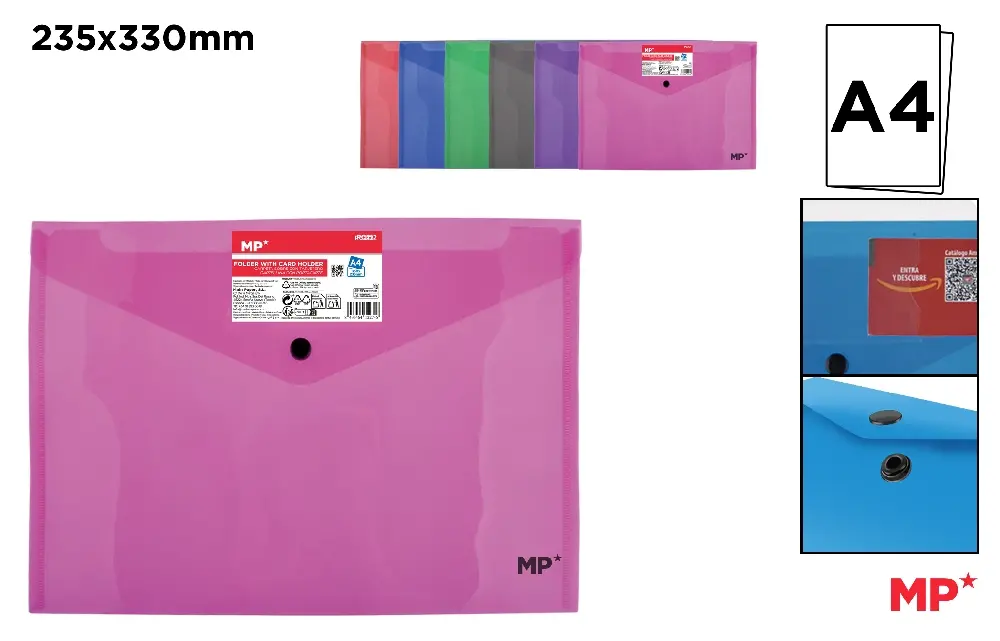 POLYPROPYLENE ENVELOPE FOLDER WITH BUTTO