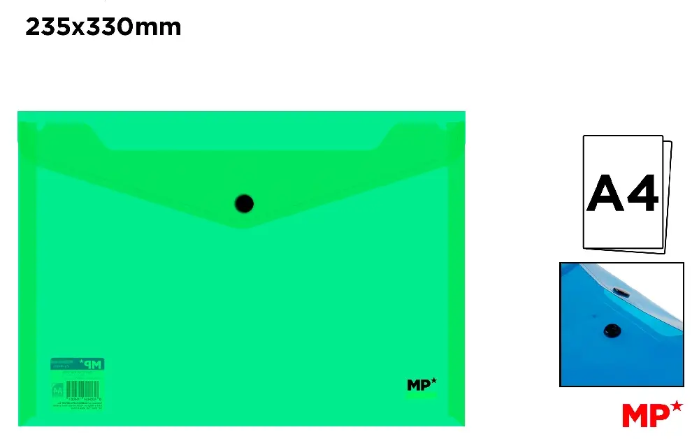 POLYPROPYLENE ENVELOPE FOLDER WITH BUTTO