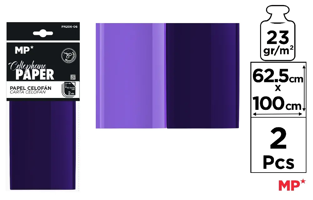 CELLOPHANE PAPER 62,5 x 100 cm 23 g/m².